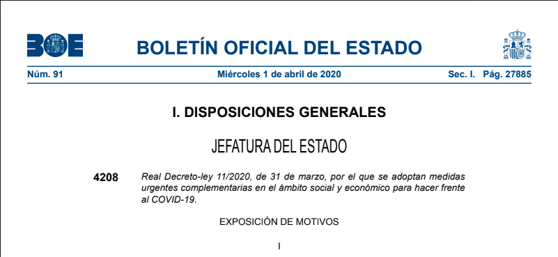 Medidas adoptadas a raíz del Real-Decreto 11/2020